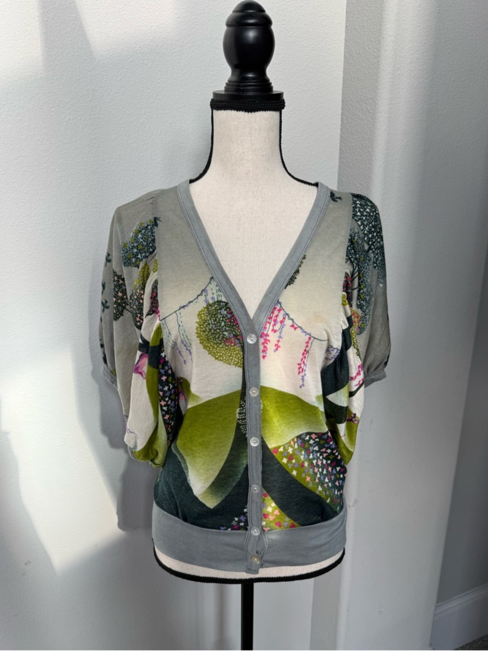 Orion London Forest Floral Blouson Sleeve Cardigan